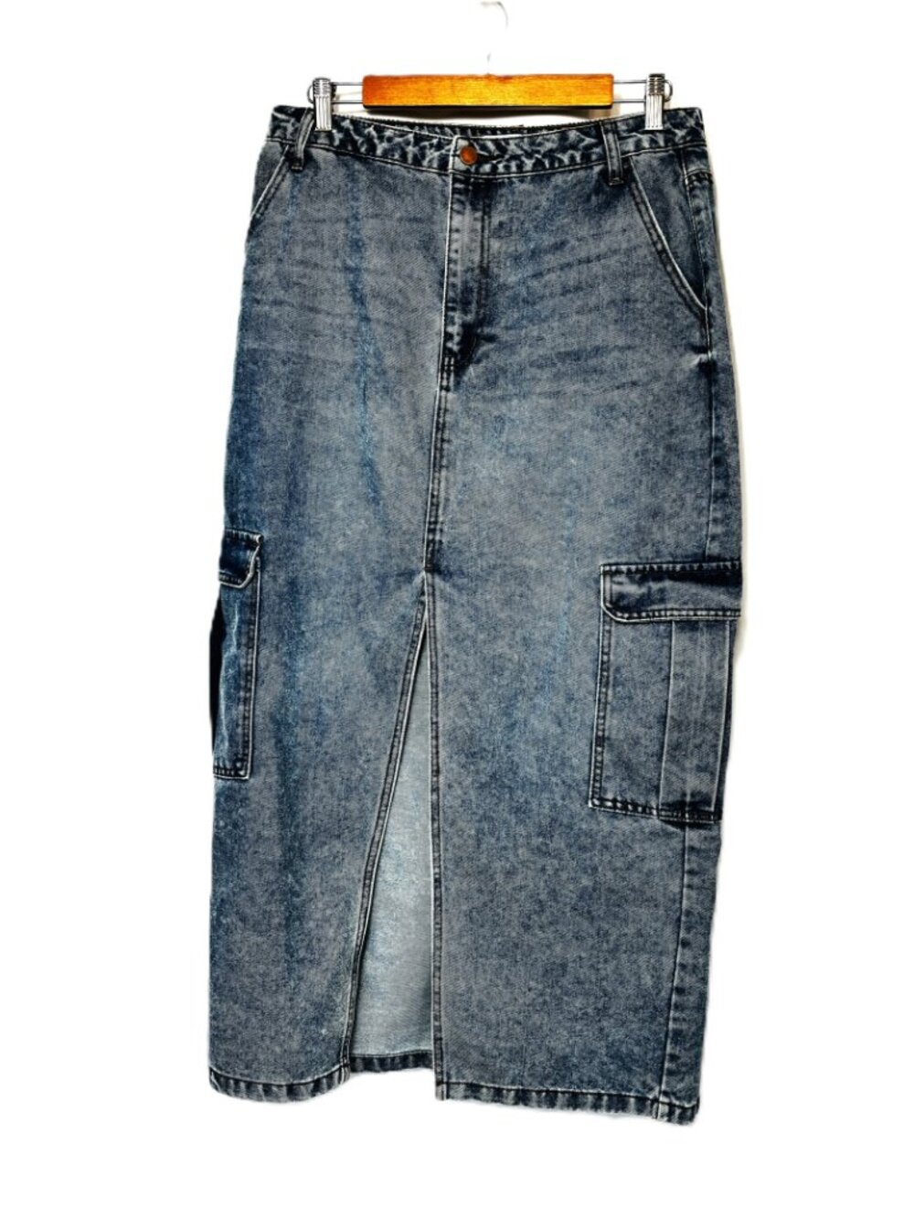 * Love Fire Denim Cargo Long Maxi Jean Skirt w/ Cargo Pockets Sz 13